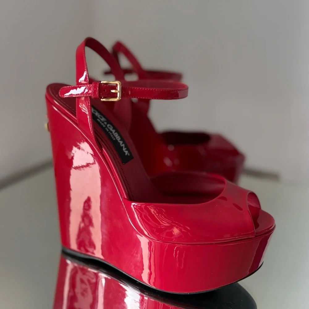 Like new DOLCE & GABBANA Ankle-strap Platform Wedge Sandals In Red $1,020
